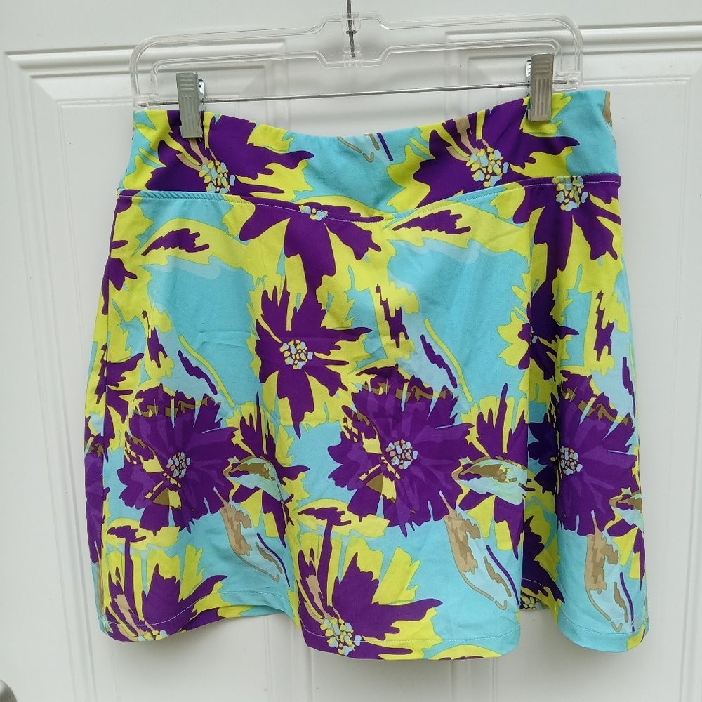 Kyodan Golf Skort Floral Skirt Purple Green Blue Size Medium Tropical Tennis